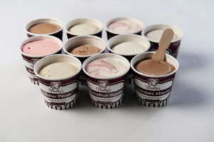 MSU Ice Cream cup still life in studio with white background.
