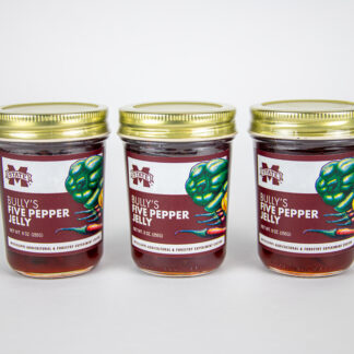 Three jars of five pepper jelly