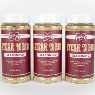 Three jars of steak 'n rib seasoning